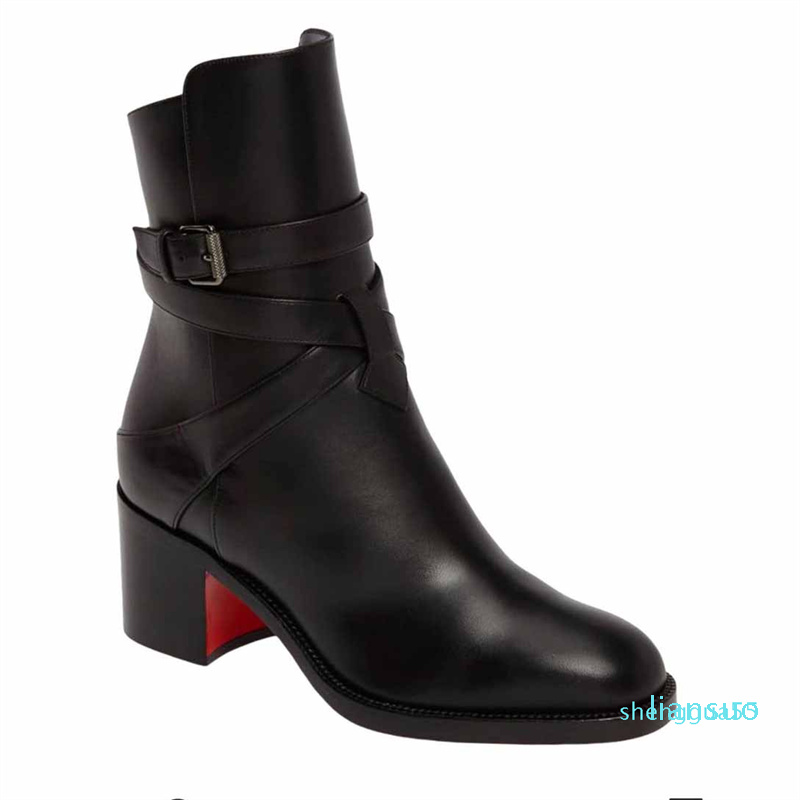 Slim Ladys Boots Black Calfskin Genuine Leather Red Bottom Boots For Women Karistrap Style High Block Heel Ankle Boots With Straps Winter
Slim Ladys Boots Black Calfskin Genuine Leather Red Bottom Boots For Women Karistrap Style High Block Heel Ankle Boots With Straps Winter