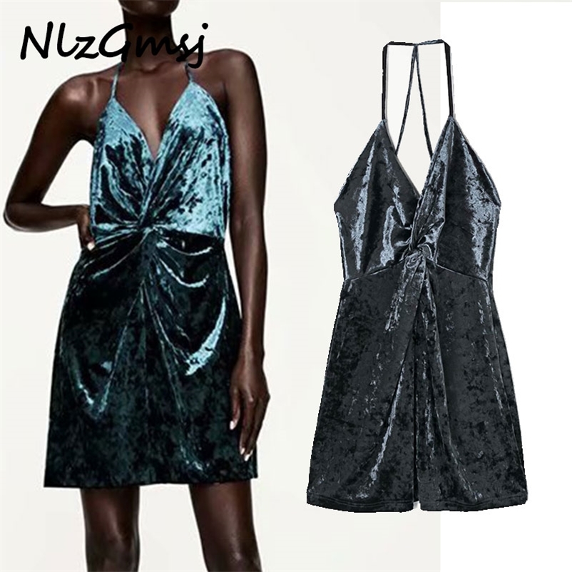 Dres Velvet Spaghetti Straps Mini V Neck Sexy Party es Woman Chic Front Knot Backless Vestido 210628, As picture
Dres Velvet Spaghetti Straps Mini V Neck Sexy Party es Woman Chic Front Knot Backless Vestido 210628, As picture
