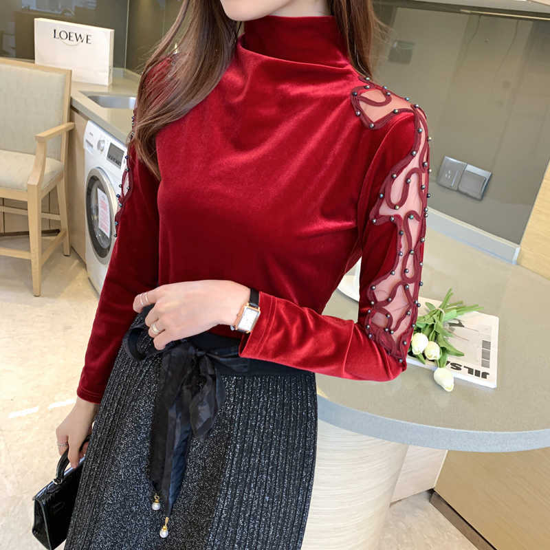 Korean Women Blouses Long Sleeve Pullover Blouse Woman Turtleneck Basic Ladies Mesh Hollow Out Tops Puls Size 3XL 210604, Burgundy
Korean Women Blouses Long Sleeve Pullover Blouse Woman Turtleneck Basic Ladies Mesh Hollow Out Tops Puls Size 3XL 210604, Burgundy