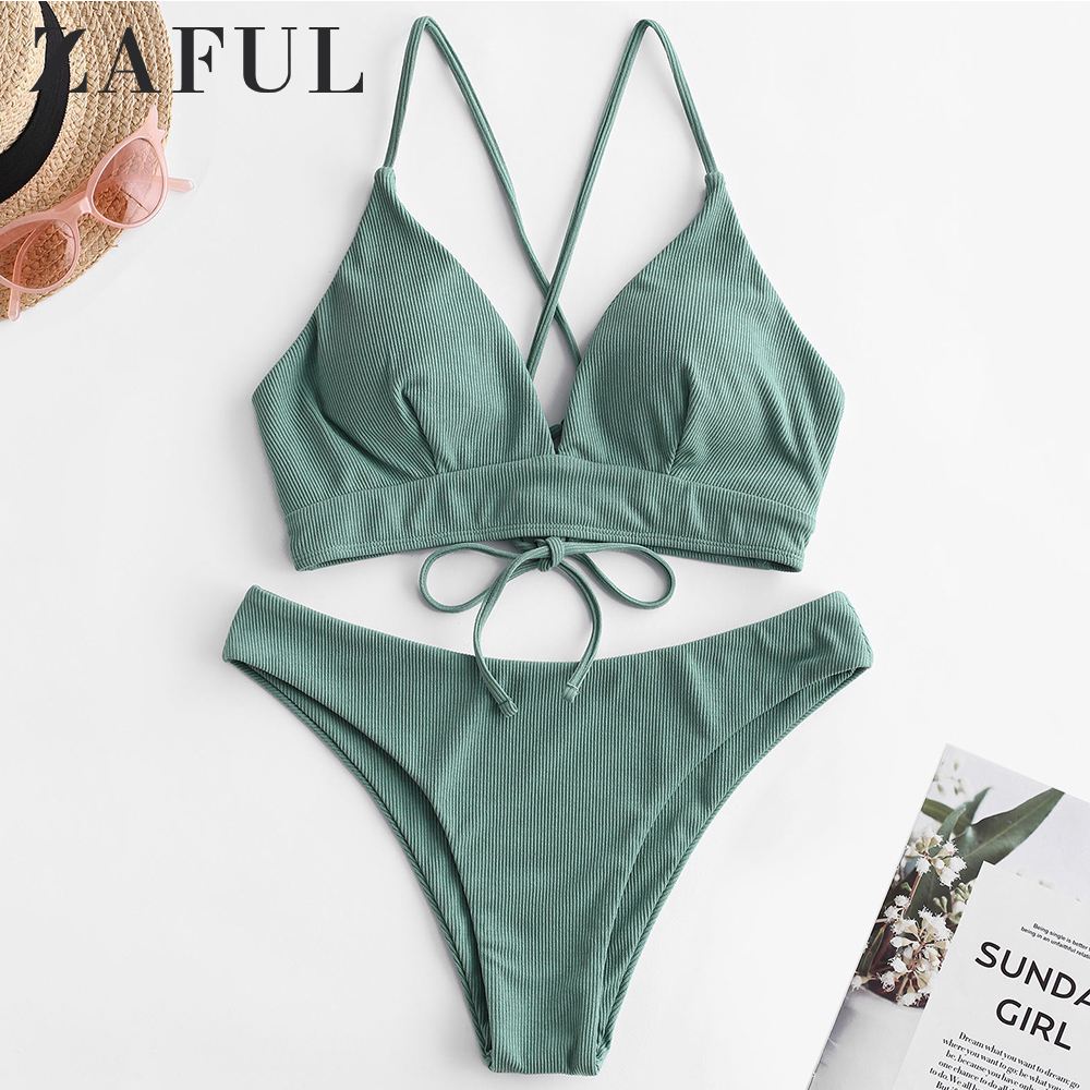 ZAFUL Ribbed Lace Up Padded Bikini Swimwear Women Spaghetti Straps Solid Padded Bathing Suit Basic Two Pieces Swimsuit Summer, Sea turtle green
ZAFUL Ribbed Lace Up Padded Bikini Swimwear Women Spaghetti Straps Solid Padded Bathing Suit Basic Two Pieces Swimsuit Summer, Sea turtle green