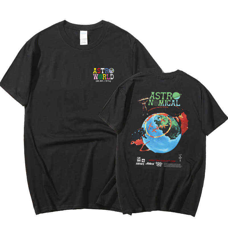 Travis Scott Tshirts ASTROWORLD T Shirt Men Women Summer Harajuku Hip Hop Tee Tops Cactus Jack Print Hip Hop TShirts G1230, Yellow