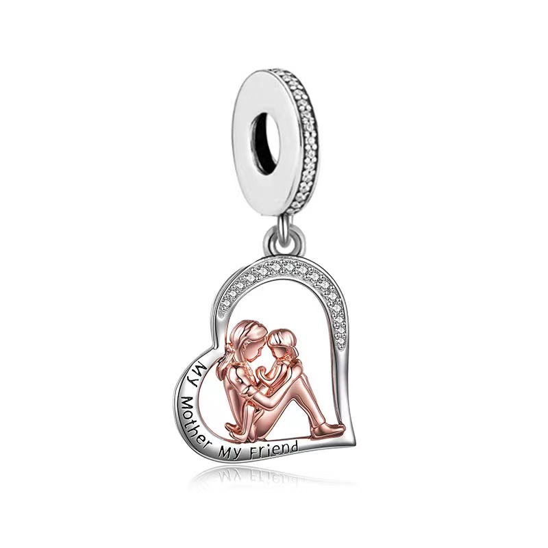 Fit Original Charm Bracelet Necklace 925 Sterling Silver & Rose Gold Dad Mummy Baby Family Forever Love Heart Dangle Beads For Making Women Anniversar