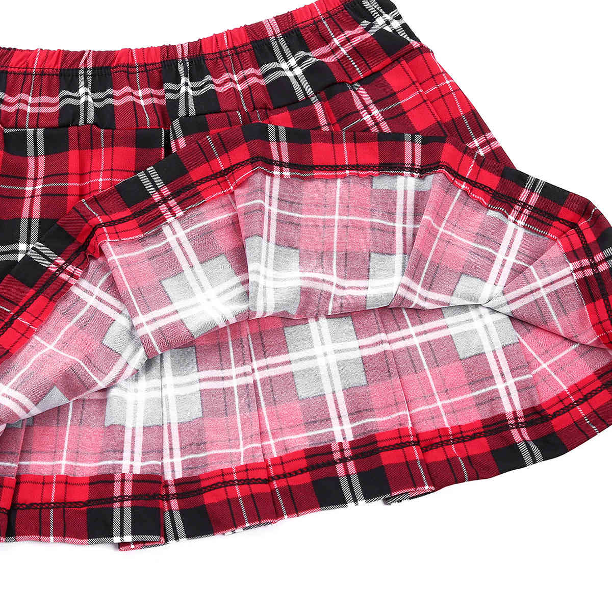 Womens Adutls Japanese Schoolgirl Cosplay Uniform Femme Sexy Costume Top with Plaid Pleated Mini Skirt Briefs for Dance Clubwear L0407