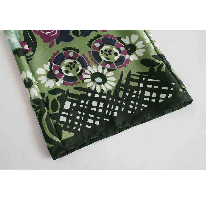 Za Wide Pants for Women Green Print Oversize High Waist Woman Trousers Summer Baggy Suits Streetwear 211115