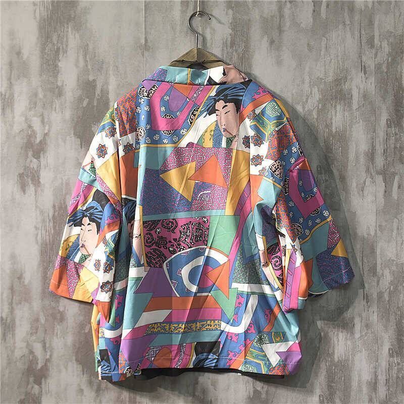 Kimonos Cardigan Men Yukata Women Japanese Kimono Traditional Unisex Harajuku Beach Loose Thin Shirt Sun-protective Shirts Coat 210422