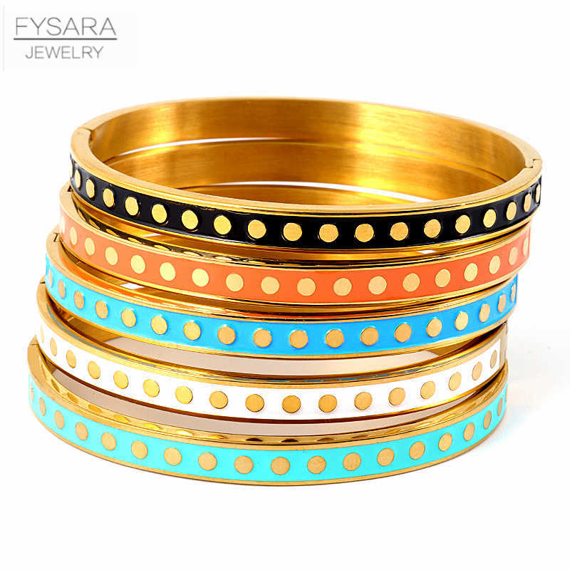 Fysara Colorful Enamel Wave Point Design Bangles & Bracelets for Women Round Gold Color Bangles Stainless Steel Bangles Wedding Q0719
Fysara Colorful Enamel Wave Point Design Bangles & Bracelets for Women Round Gold Color Bangles Stainless Steel Bangles Wedding Q0719