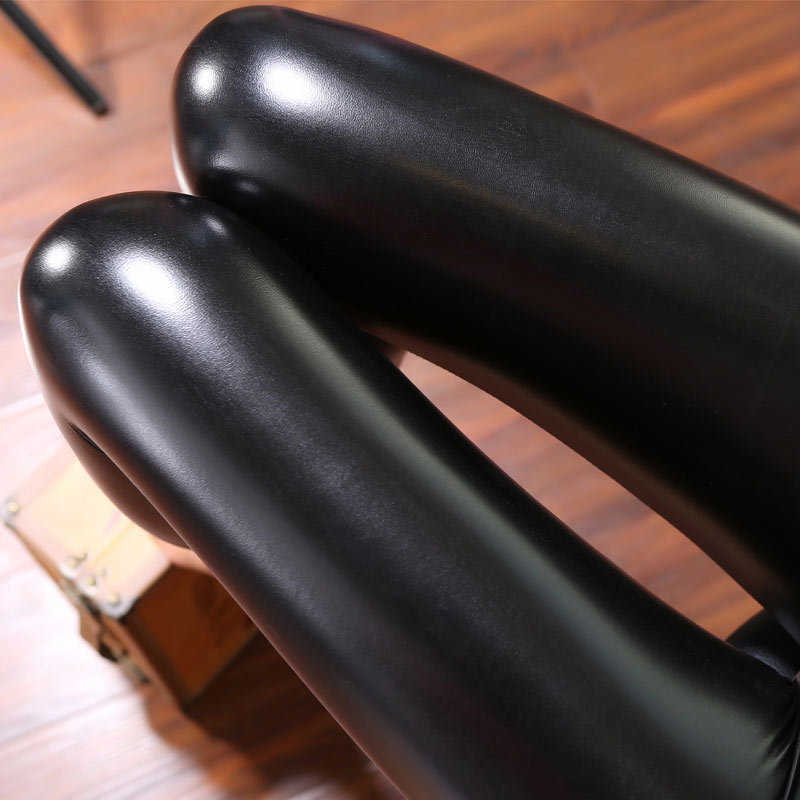 BIVIGAOS Fall Winter Women's Fleece Black Leather Pants Female PU Leggings Slim Skinny High Waist PU Leggings Trousers For Women 210820