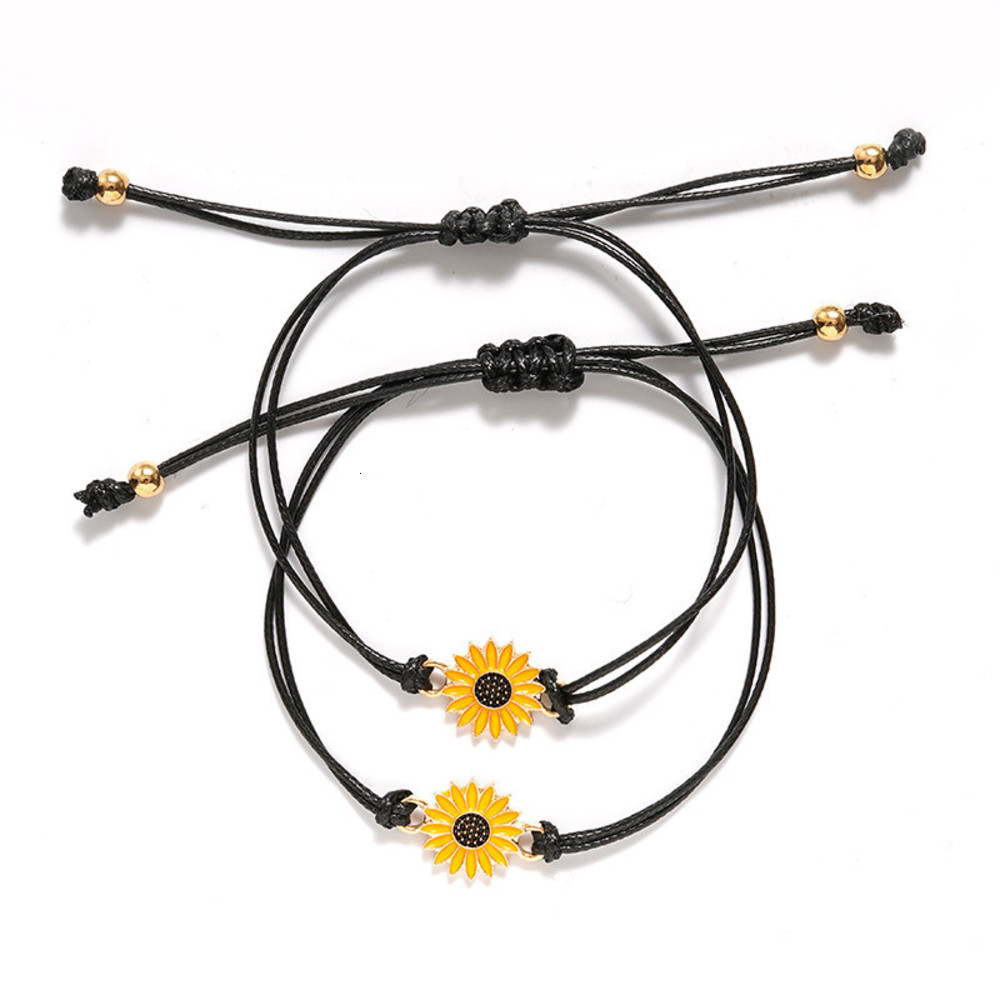 Hand catenary friendship card personalized alloy oil dripping sunflower wax knitting Bracelet, Black
Hand catenary friendship card personalized alloy oil dripping sunflower wax knitting Bracelet, Black