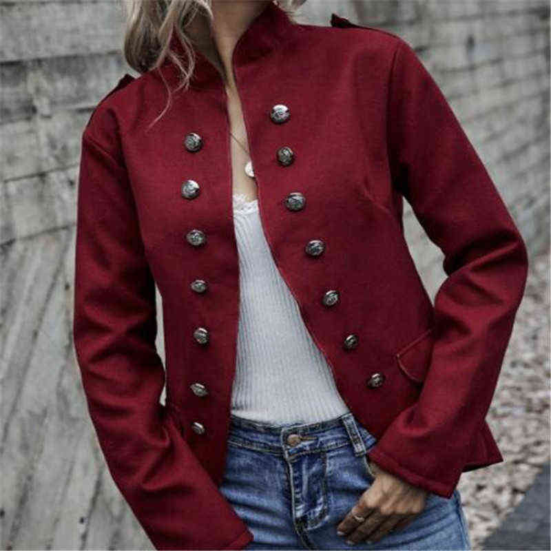 Blazer Women jackets Long Sleeve Row Buckle Self-cultivation Small Suit Loose Yellow Red Coat Pattern Style Femme Mujer 211122