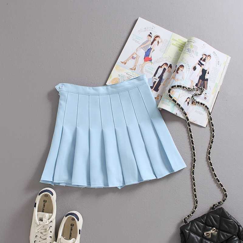 Casual Solid Mini half-length pleated skirts for women plus size high-waist is thin and anti-empty A-line mini 210621