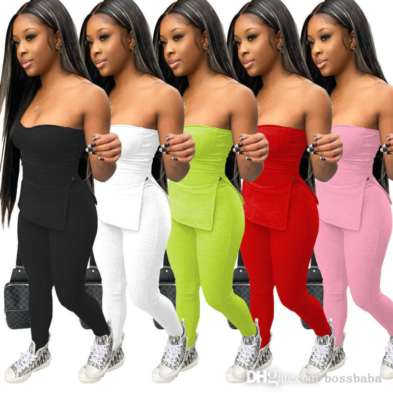 Women Two Pieces Pants Set Chest Wrapped Off Shoulder Casual Suit Solid Color Pit Strip Elastic Tight Lady Outfits, S8038;mix or give a list
Women Two Pieces Pants Set Chest Wrapped Off Shoulder Casual Suit Solid Color Pit Strip Elastic Tight Lady Outfits, S8038;mix or give a list