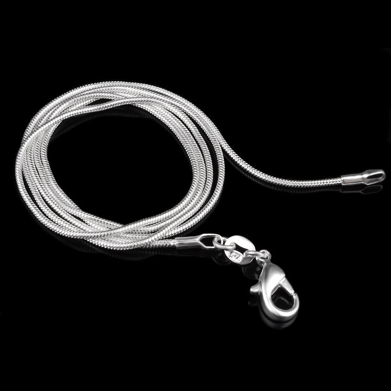 925 Sterling Silver Snake Chains choker Necklaces Jewelry in Bulk Optional Size 16 18 20 22 24 26 28 30 inches 1MM 2MM
