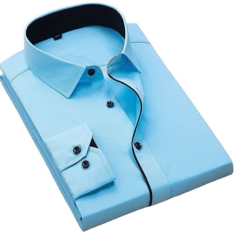 Plus Size 8xl Oversized Shirt TurnDown Collar Long Sleeved Twill Solid Business Men Dress Shirts without Front Pocket Easy Care 220309