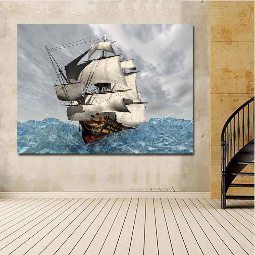 Canvas Painting Wall Art Picture Abstract Modern print on Landscape Ships Sailing Sea Canvas Painting Home Decor