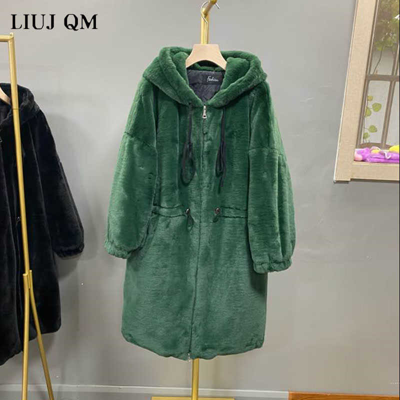 Women Parka Winter clothes Oversize Faux Fur Coat Thick Warm Long Fur Jacket Hooded Overcoat Plush Coat Winter Jackets 210910