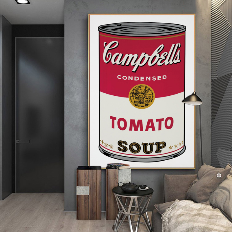Canvas Painting Vintage Andy Warhol Tomato Soup Abstract Interior Gallery Decorative Picture Wall Pictures For Living Room Home Decoration