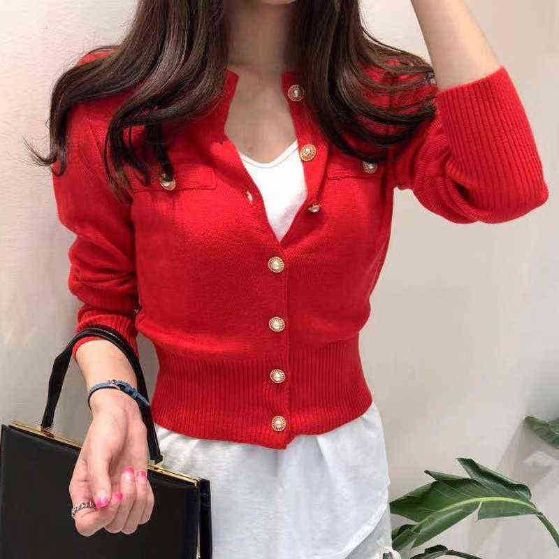 JMPRS Fashion Women Cardigan Sweater Spring Knitted Long Sleeve Short Coat Casual Single Breasted Korean Slim Chic Ladies Top 211109