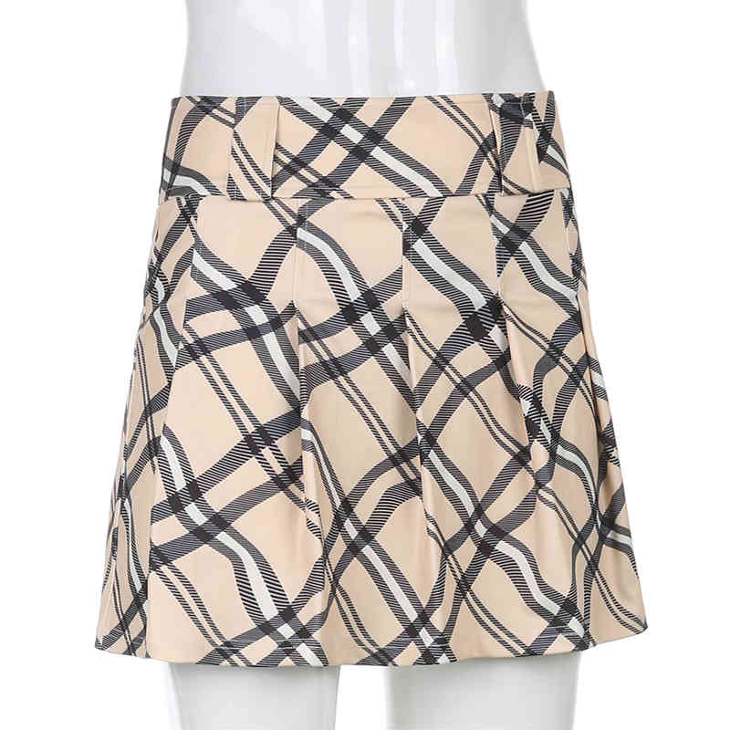 Lucyever Women Casual Checkered Pleated Mini Skirt Summer Fashion High-waisted Short Skirt Woman Sexy Wild Ladies Skirt 210521