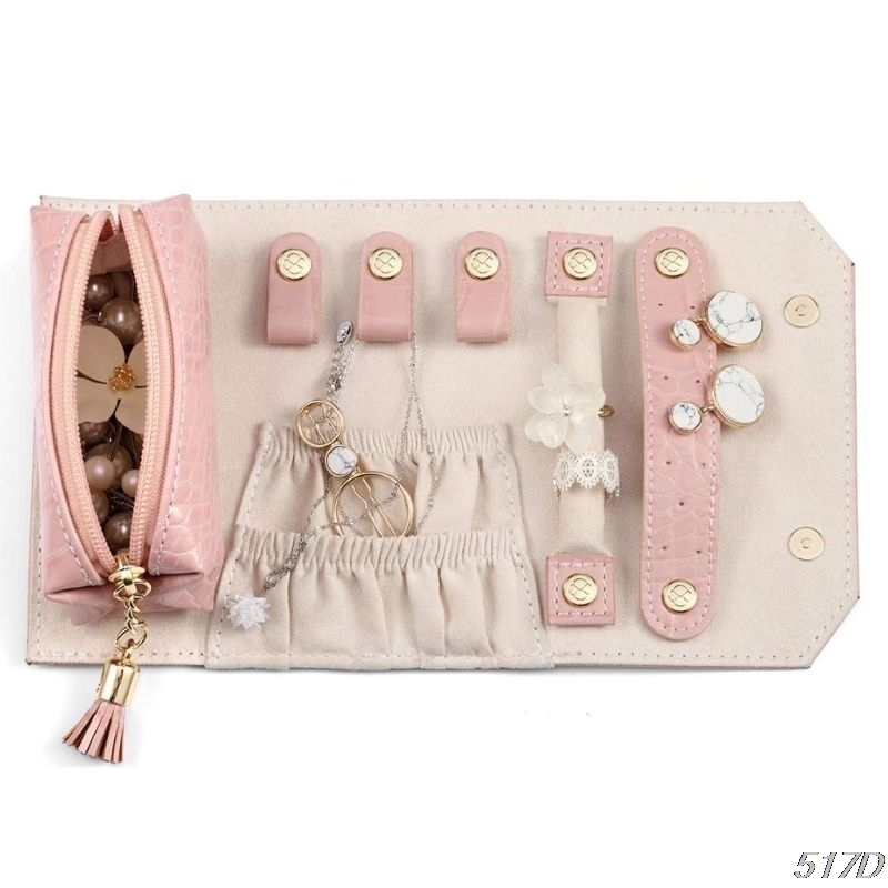 Portable Daily Jewelry Travel Organizer Roll Up Bag Case Storage Holder New 210402