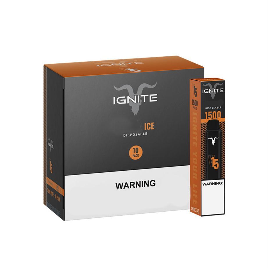 IGNITE V15 Disposable E Cigarette Kit Vape Pen Prefilled BATTERY 850mAh 5.1ml 1500 Puffs Vapor Pod System Synthetic Stick Welcome OEM customization
IGNITE V15 Disposable E Cigarette Kit Vape Pen Prefilled BATTERY 850mAh 5.1ml 1500 Puffs Vapor Pod System Synthetic Stick Welcome OEM customization