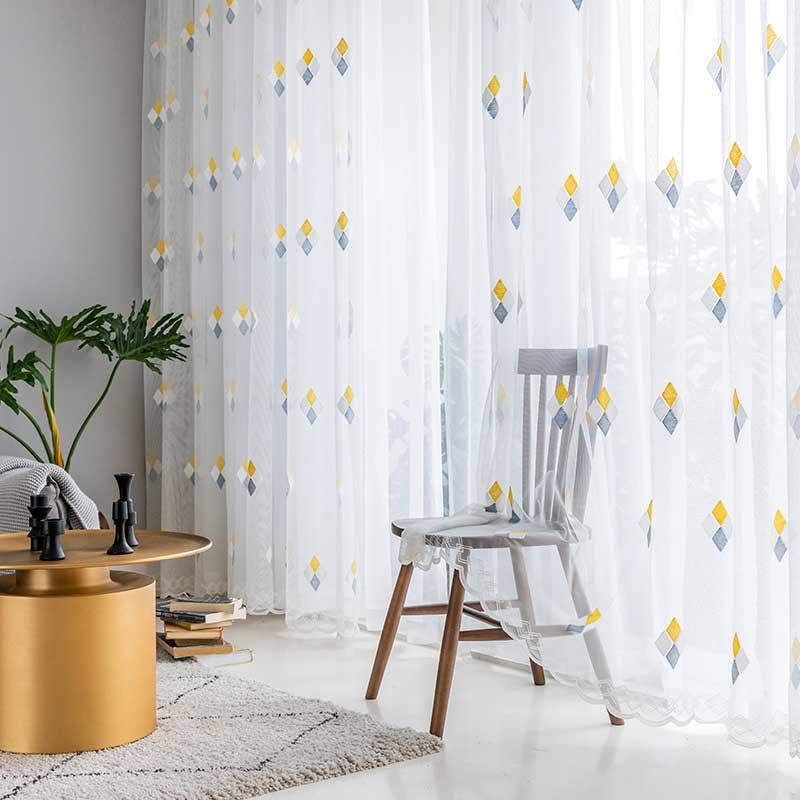 Curtain & Drapes Nordic Style Embroidered Tulle Window Treatment Curtains For Living Room Bedroom Rhombus Sheer Voile Kitchen Blinds
Curtain & Drapes Nordic Style Embroidered Tulle Window Treatment Curtains For Living Room Bedroom Rhombus Sheer Voile Kitchen Blinds