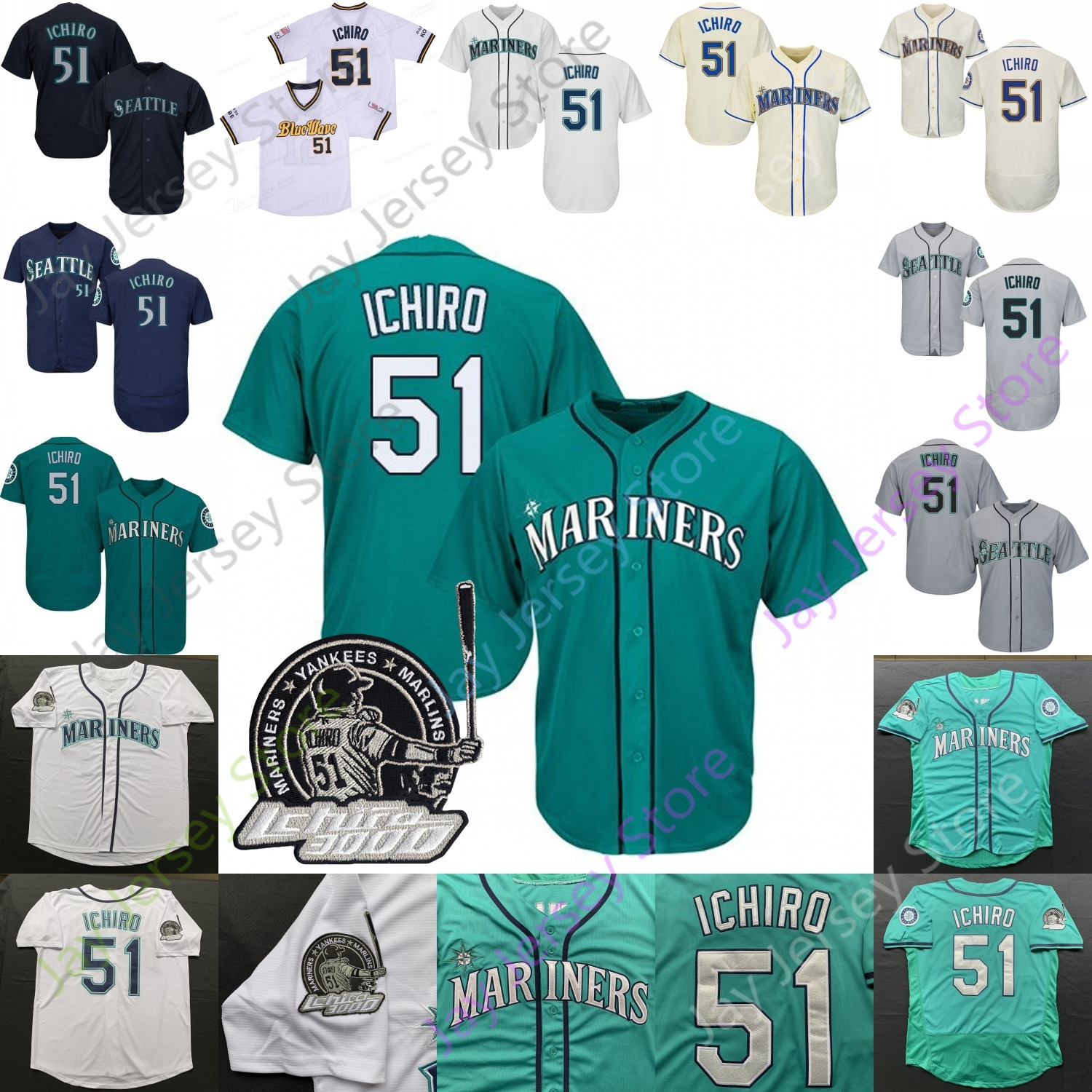 Ichiro Suzuki Jersey 3000th Hit Patch Blue Wave Cream Grey Green Navy White Pinstripe Fans Player Pullover Size S-3XL, White player
Ichiro Suzuki Jersey 3000th Hit Patch Blue Wave Cream Grey Green Navy White Pinstripe Fans Player Pullover Size S-3XL, White player