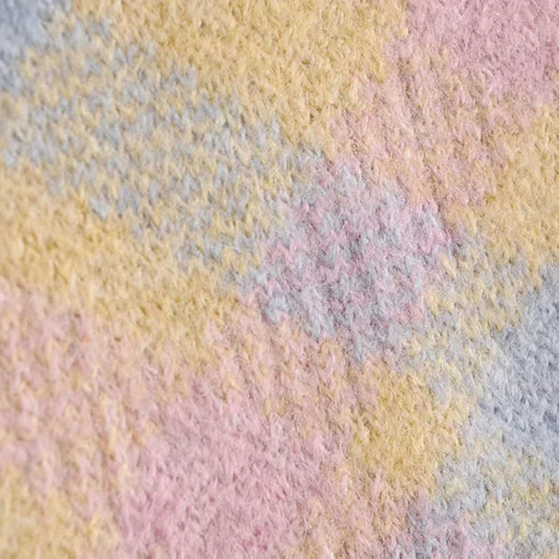 Women Sweet Diamond Plaid Girlish Style Sweater Female Single-Breasted Long Sleeves Cardigan Chic Top 210520