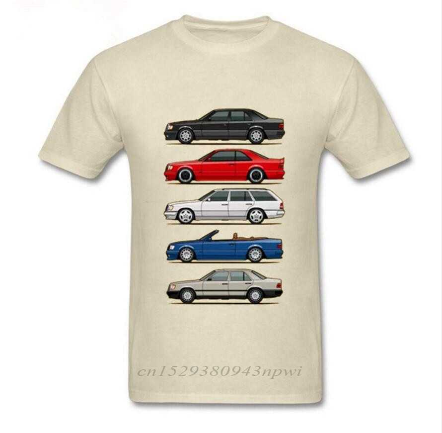 Stack of W124 E Class Men T Shirts Round Collar Tops Short Sleeve O-neck tshirt men Youth Car styling T-shirt 210629