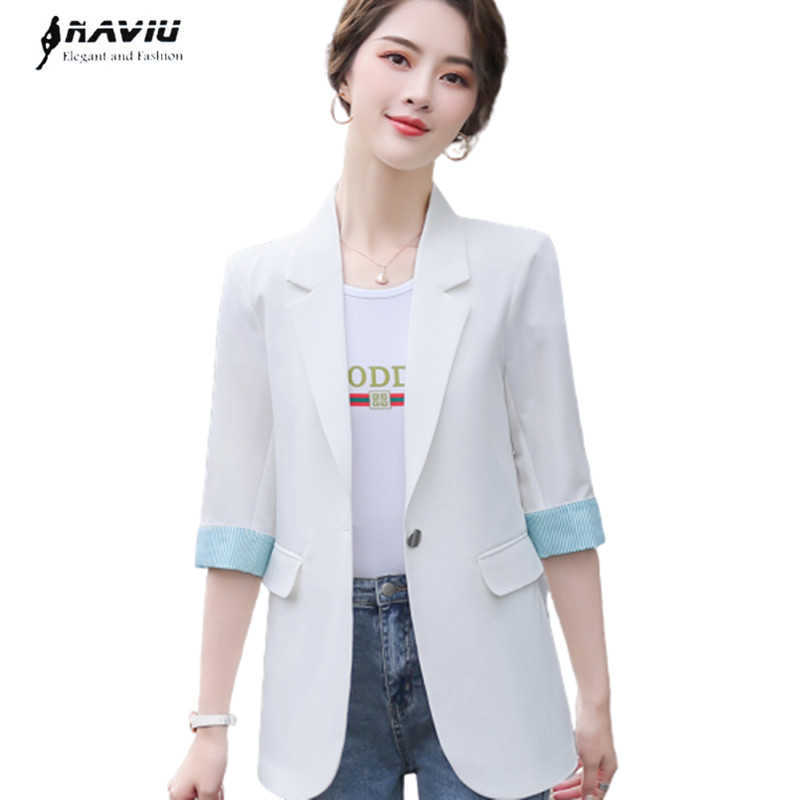 White Blazer Women Summer Casual Half Sleeve Patchwork Slim Jacket Office Ladies Temperament Work Coat 210604, Black blazer
White Blazer Women Summer Casual Half Sleeve Patchwork Slim Jacket Office Ladies Temperament Work Coat 210604, Black blazer