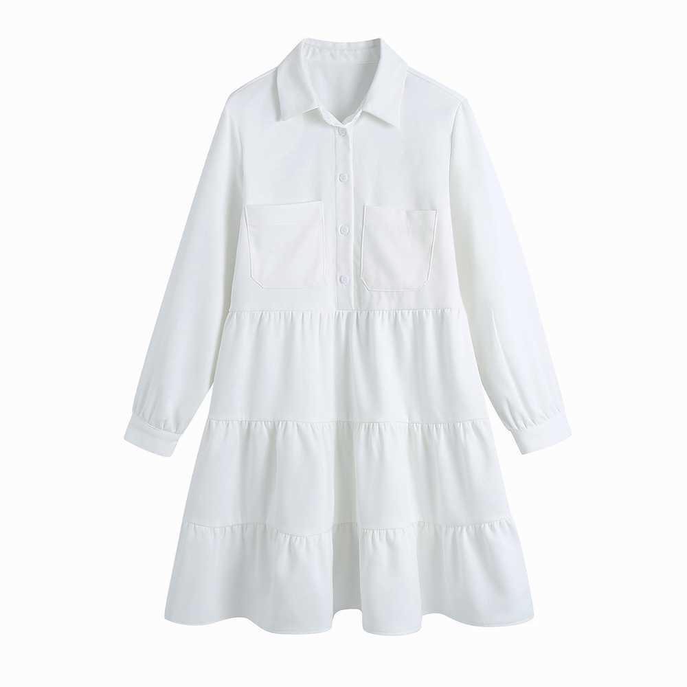 Women Spring Dress Fashion Cascading Army Green and White Above Knee Vestidos 210602
Women Spring Dress Fashion Cascading Army Green and White Above Knee Vestidos 210602