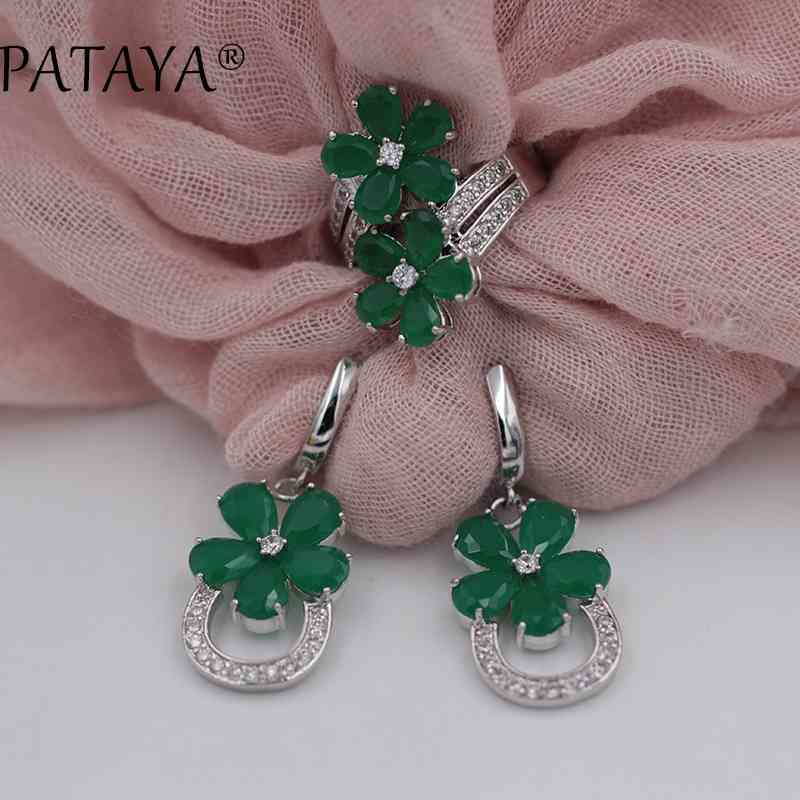 PATAYA RU Women Romantic Sets Flower Green Natural Zirconia Earrings Ring Set True White Gold Wedding Jewelry, Pomegranate red
PATAYA RU Women Romantic Sets Flower Green Natural Zirconia Earrings Ring Set True White Gold Wedding Jewelry, Pomegranate red
