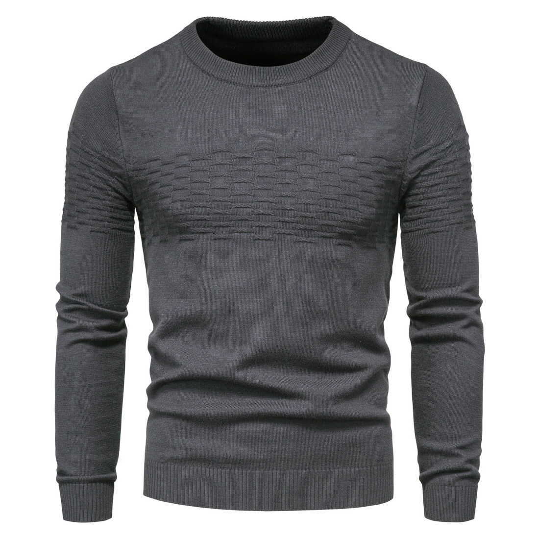 Men Winer Casual Solid Thick wool Cotton Sweater Pullovers High Elasticity Fashion Slim Fit O-Neck 211008