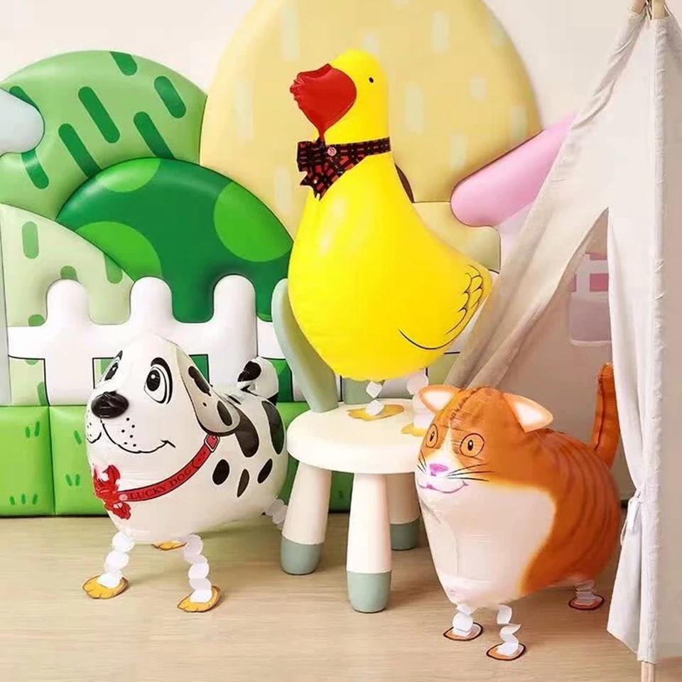 Walking Pet Balloons Animal Helium Aluminum Foil Balloons Cartoon Dinosaur Balloon Kids Toys Birthday Wedding Party Supplies