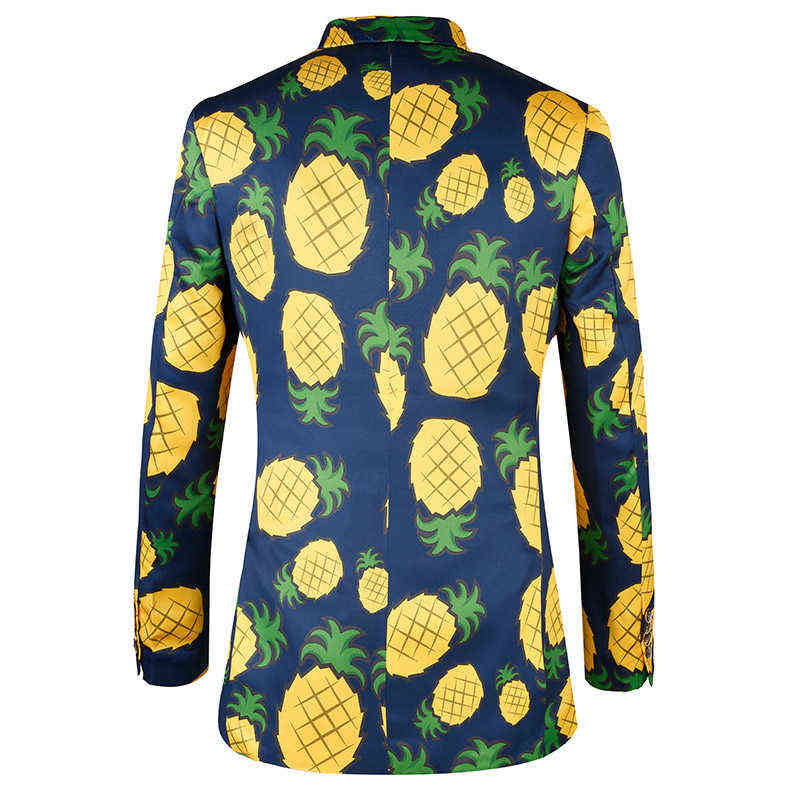 Exclusive TOTURN Men's suits blazer Holiday printing high quality leisure fashion men jackets flower pineapple pattern blazers 211111
