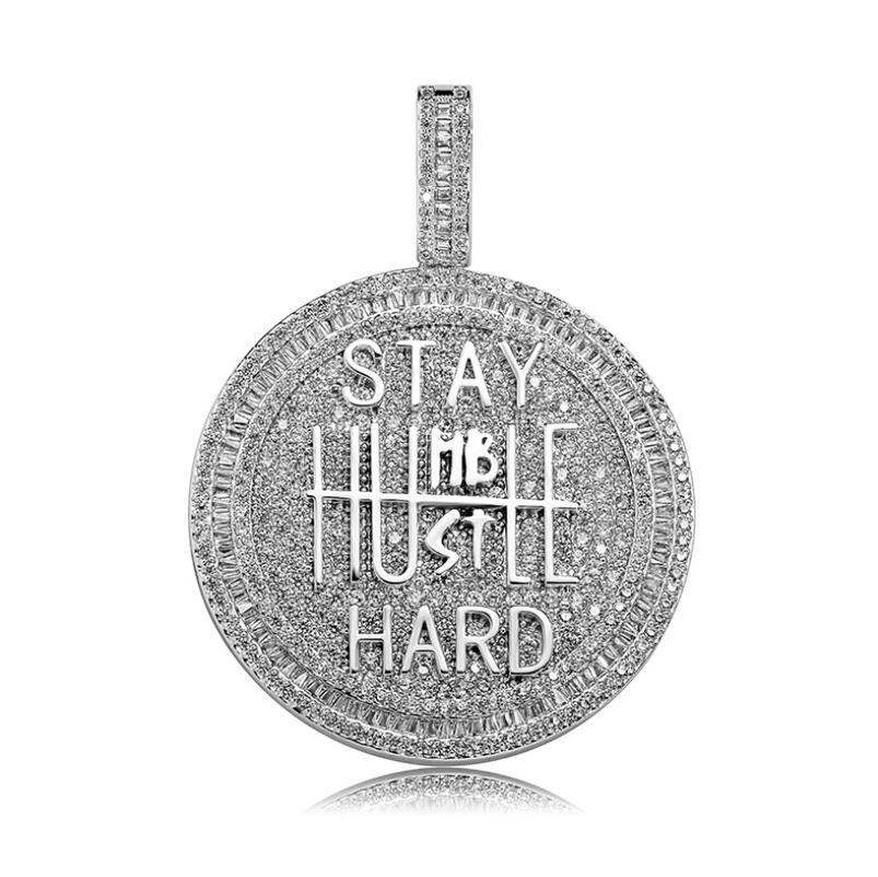 Hip hop Keep calm letter pendant necklaces for men women luxury designer mens bling diamond gold chain necklace jewelry love gift