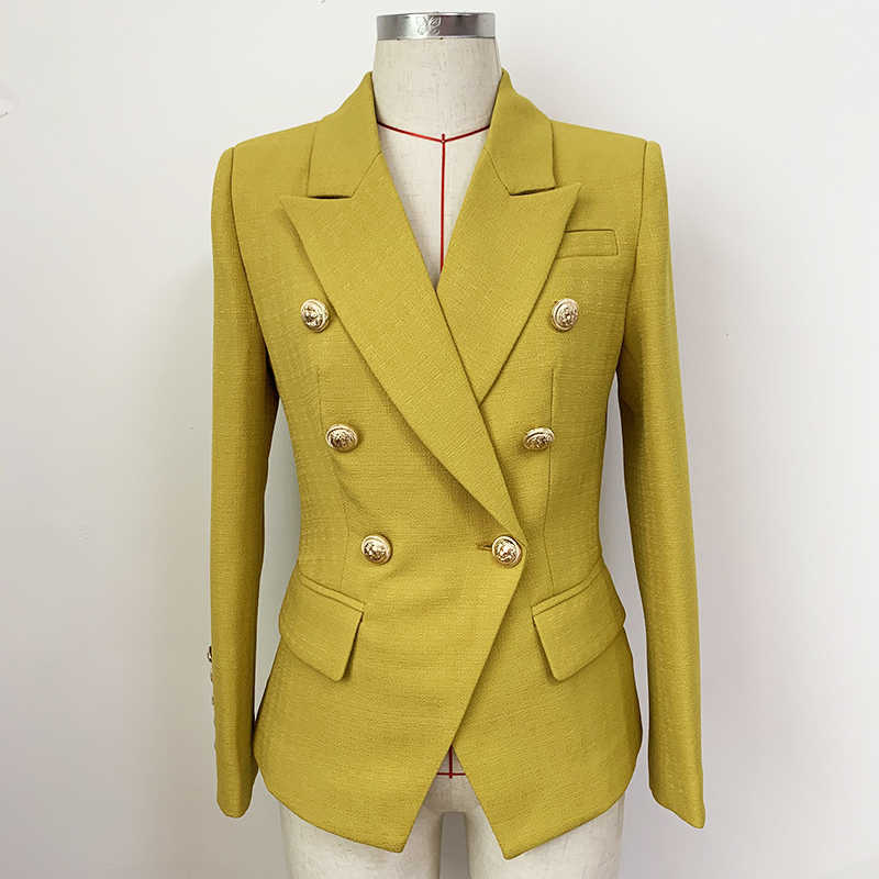 HIGH QUALITY est Classic Designer Jacket Women's Lion Buttons Double Breasted Slim Fit Textured Blazer Color Mustard 210526
HIGH QUALITY est Classic Designer Jacket Women's Lion Buttons Double Breasted Slim Fit Textured Blazer Color Mustard 210526