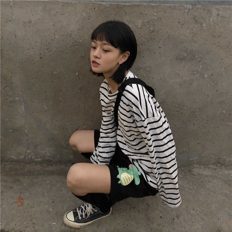 High Waist Summer Sports Pants Women Cotton Thin Breathable Shorts Casual Capris Loose Harajuku Cute Printed 210714