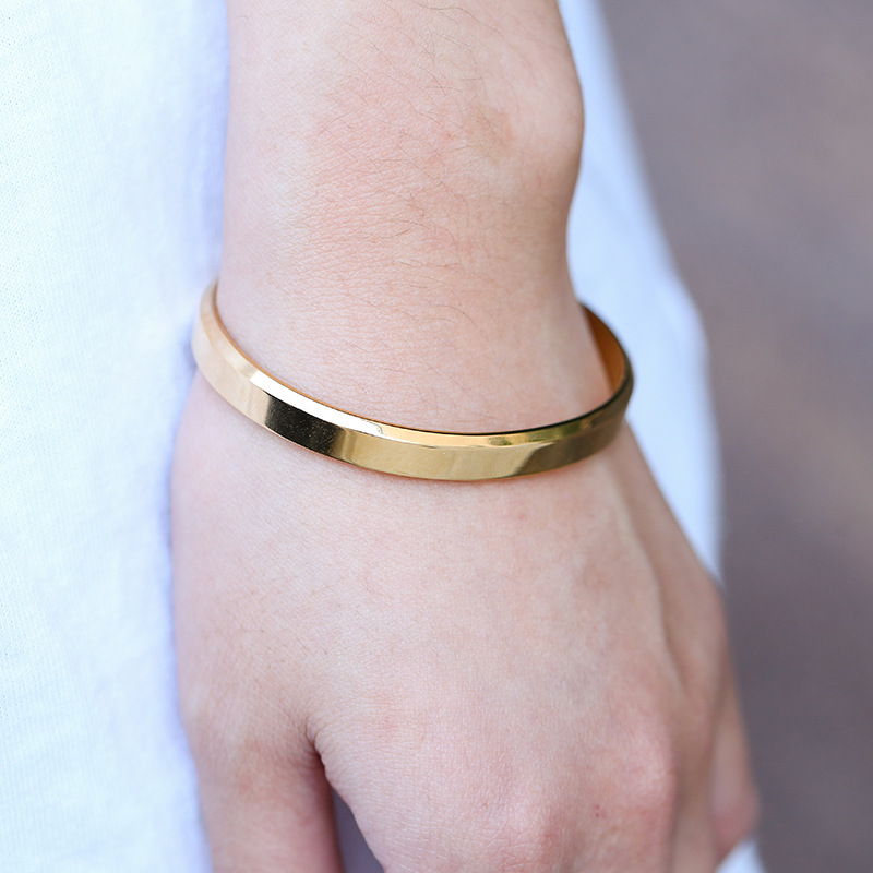 Fashion Cuff Bracelets Bangles Men Women Stainless Steel Gold width 6mm Bangle Bracelet Pulseras Luxury Jewelry