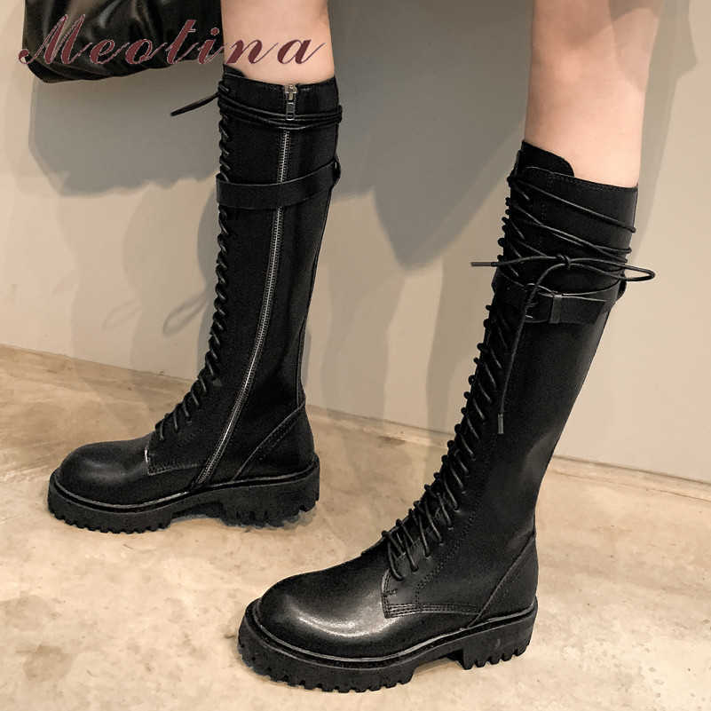 Meotina Motorcycle Boots Women Shoes Platform Mid Heel Knee-High Boots Lace Up Zipper Chunky Heels Ladies Long Boots Black 43 210608, Black 2 velvet lini
Meotina Motorcycle Boots Women Shoes Platform Mid Heel Knee-High Boots Lace Up Zipper Chunky Heels Ladies Long Boots Black 43 210608, Black 2 velvet lini