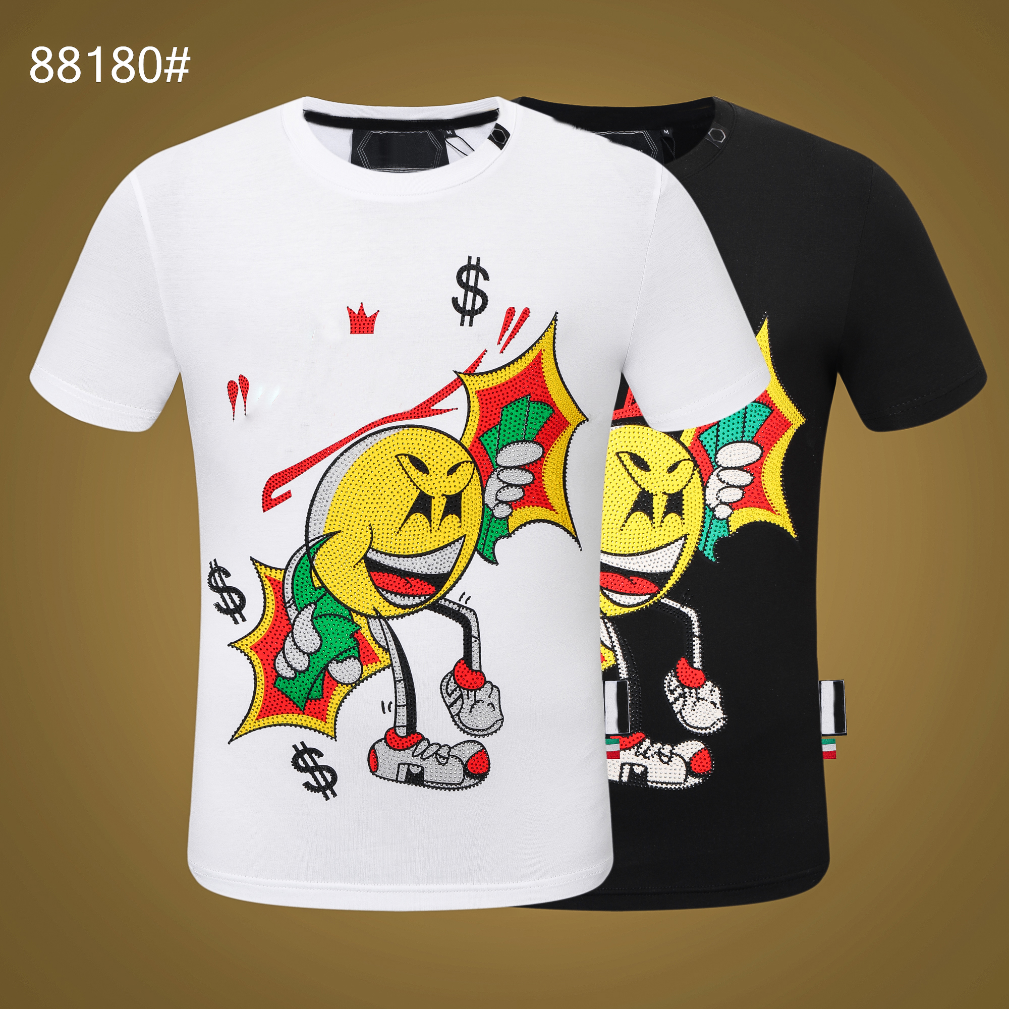 PP Fashion Men's Designer slim fit T-shirt Summer rhinestone Short Sleeve Round Neck shirt tee Skulls Print Tops Streetwear collar Polos M-xxxL sP88180, White
PP Fashion Men's Designer slim fit T-shirt Summer rhinestone Short Sleeve Round Neck shirt tee Skulls Print Tops Streetwear collar Polos M-xxxL sP88180, White