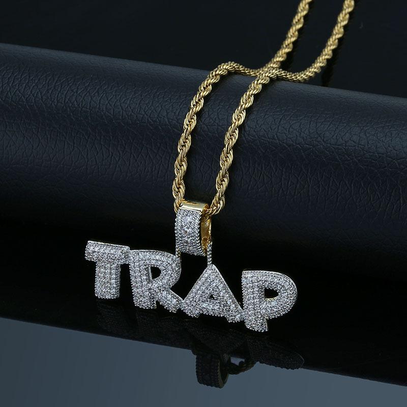 Pendant Necklaces Hip Hop Micro Paved + Cubic Zirconia Iced Out Bling TRAP Letter Pendants Necklace For Men Fashion Rapper Jewelry Gifts
Pendant Necklaces Hip Hop Micro Paved + Cubic Zirconia Iced Out Bling TRAP Letter Pendants Necklace For Men Fashion Rapper Jewelry Gifts