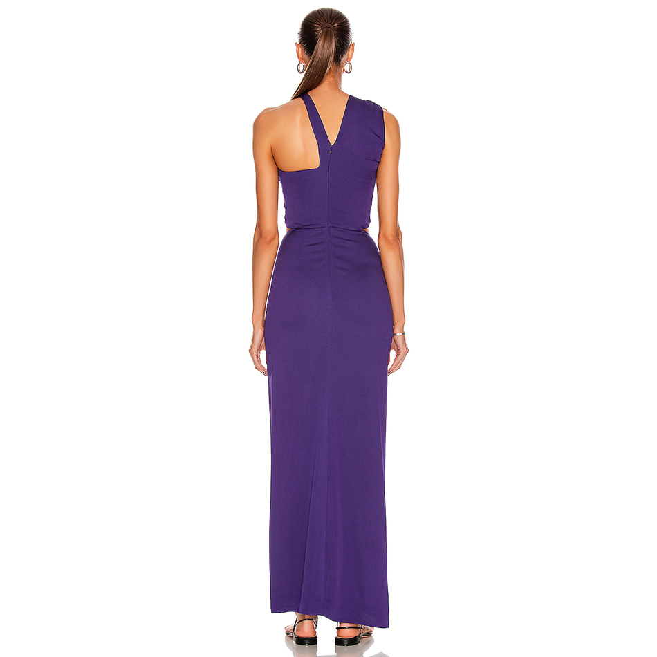 Summer One Shoulder Maxi Dress For Women Sexy Sleeveless Hollow Out Celebrity Evening Runway Club Party Dresses 210423