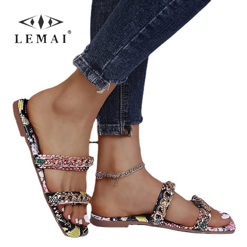 Sandals LEMAI Plus Size 36-43 Summer Women's Metal Decoration Print Slipper Shoes For Woman Casual Slip On Flat, Black
Sandals LEMAI Plus Size 36-43 Summer Women's Metal Decoration Print Slipper Shoes For Woman Casual Slip On Flat, Black