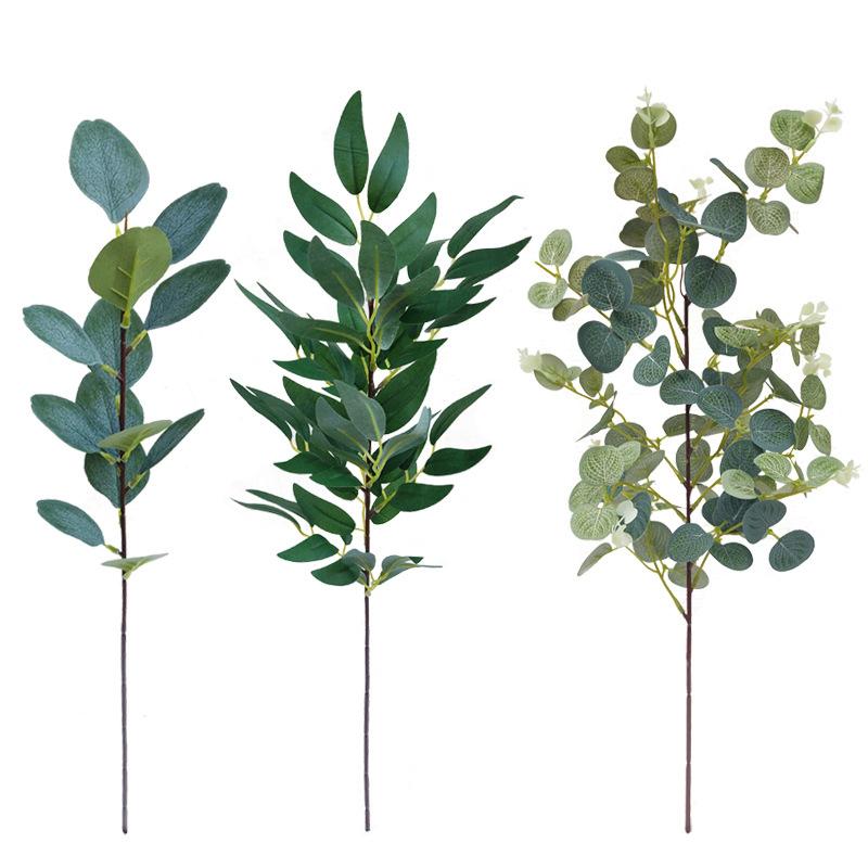Decorative Flowers & Wreaths Artificial Branch With Leaves Faux Dried Eucalyptus Willow Garland Branches Stems Fake Greenery Decor _WK