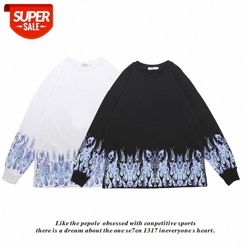 Couple Street Blue Purple Flame Hip Hop Loose INS Round Neck Sweater T-shirt Men and Women #ot1b, Black
Couple Street Blue Purple Flame Hip Hop Loose INS Round Neck Sweater T-shirt Men and Women #ot1b, Black