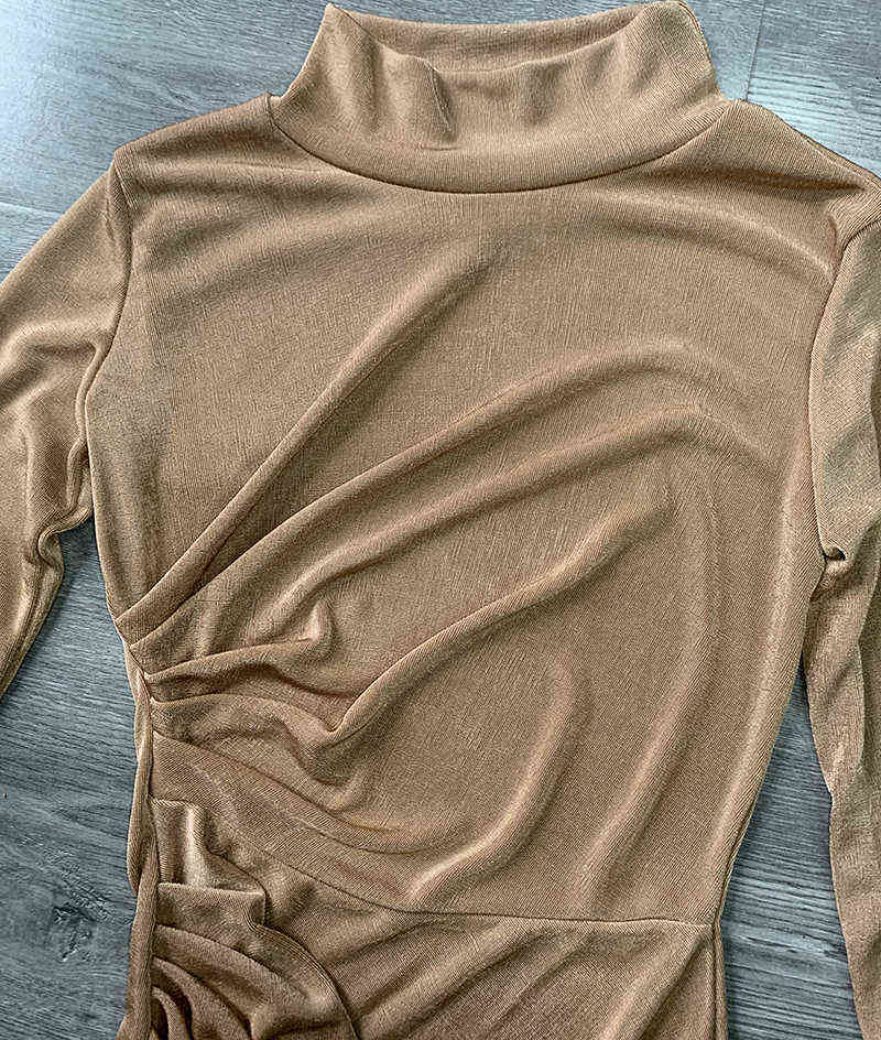 Chic Turtleneck Long Sleeve Maxi Dress for Women Autumn Winter Elegant Fashion Sexy Bodycon Dresses Women's Festival Clothing 211206