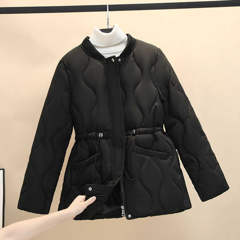 Mid-length Cotton Parkas Jacket Women's Winter Waist Women Coat 211013
