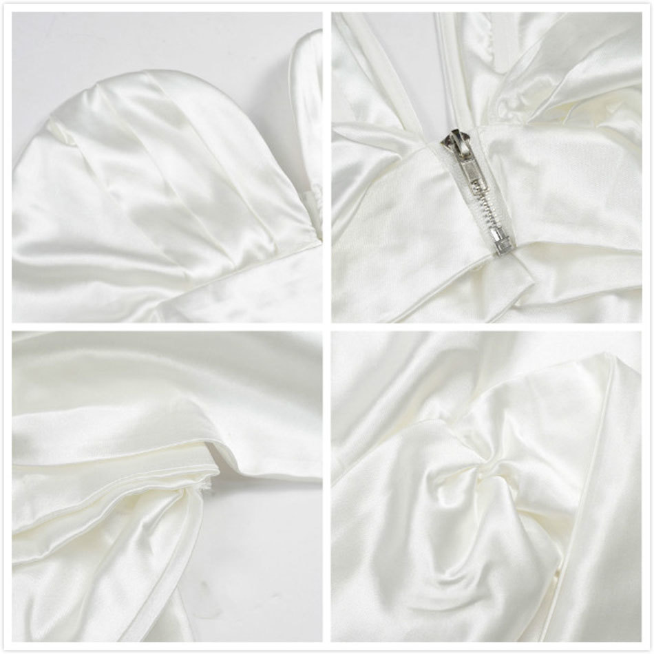 Free Women's Satin Shirt White Sexy Strapless V-neck Card Shoulder Open Back Lace-Up Top Club Party 210524