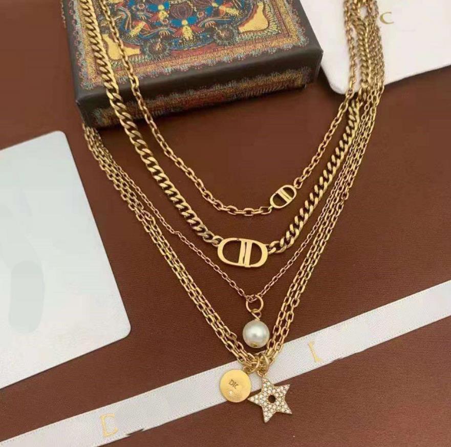 Five pointed star Rhinestone Pearl 5-layer retro Necklace 2021 Dijia brass old neck chain female
Five pointed star Rhinestone Pearl 5-layer retro Necklace 2021 Dijia brass old neck chain female