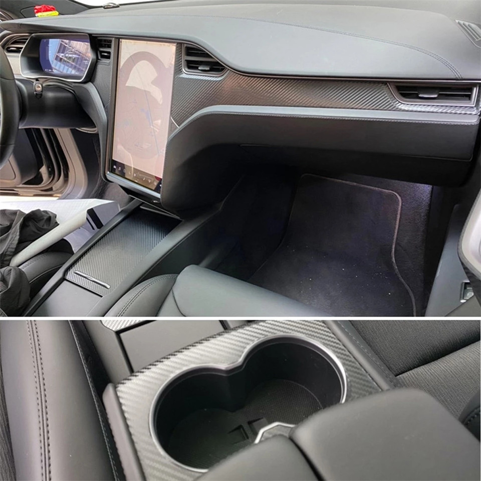 For tesla model 3 model X S Interior Central Control Panel Door Handle Carbon Fiber Stickers Decals Car styling Accessorie
